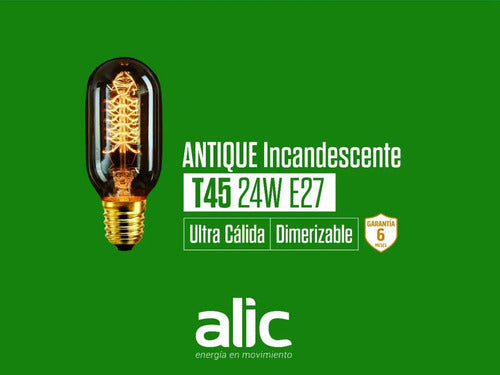 Lámpara Filamento Vintage T45 24w Cálida Antique E27 Blanco Cálido · 3176 · foto 03