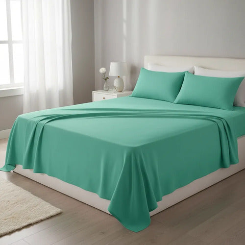Sábana Ajustable Percal Distrito Blanco Para Cuna Verde Liso