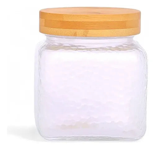 Frasco Vidrio Organizador Cocina Tapa Bambú Hermética 1100ml
