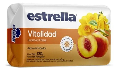 Jabón De Tocador Estrella Vialidad Durazno Y Fresia 130g