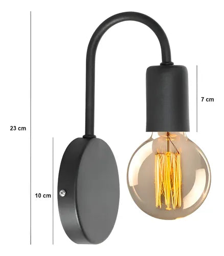 Lampara Aplique Pared Minimalista Apto Led Negro