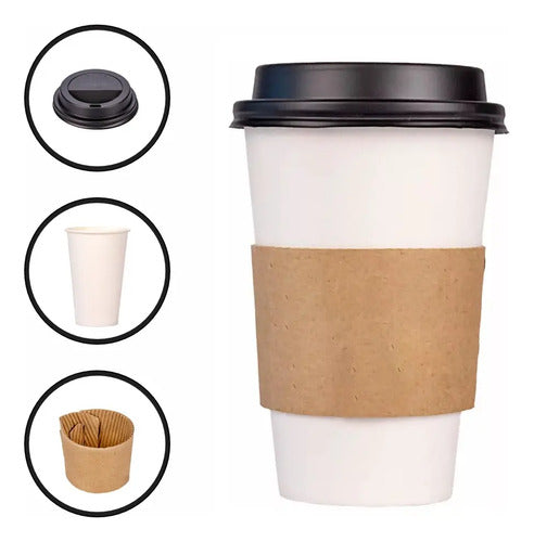Vaso Polipapel Simple Pared 12oz +tapa +collarín X100u