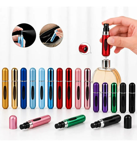Mini Perfumero 5ml Recargable Portátil X5 Atomizador Colores Rojo