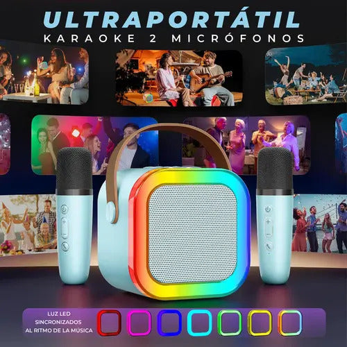Parlante Karaoke Mti Rgb K12 Portátil 10w Inalámbrico Celeste