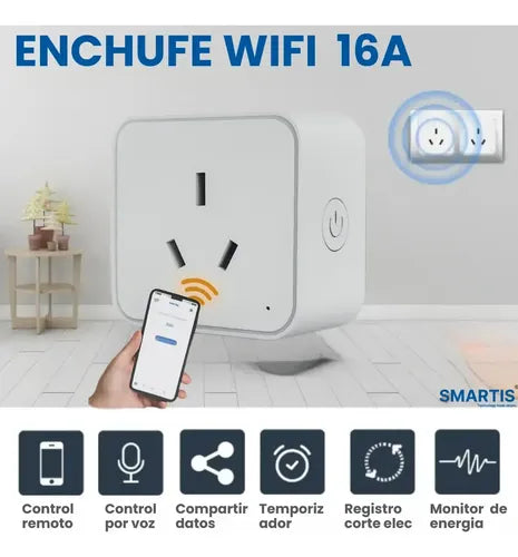 Enchufe Inteligente Smartis Wifi Smart Plug Toma 220v 16a Blanco · 16060 · foto 05