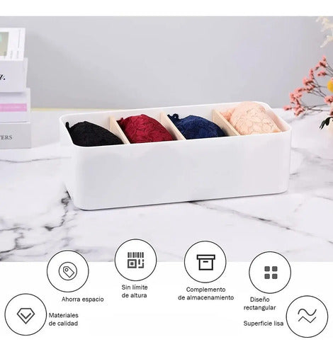 Organizador Multiuso Blanco 4 Divisiones Madera Casa Oficina