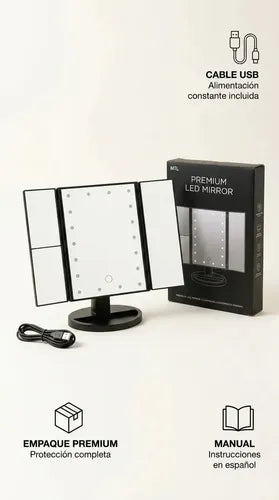 Espejo Tríptico MTL con Luz LED Portátil Negro · 17234 · foto 05