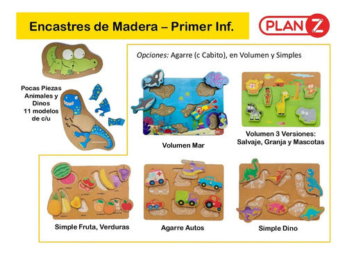 Juego de Encastre de Madera Didáctico Infantil Dinosaurios · 16652 · foto 05