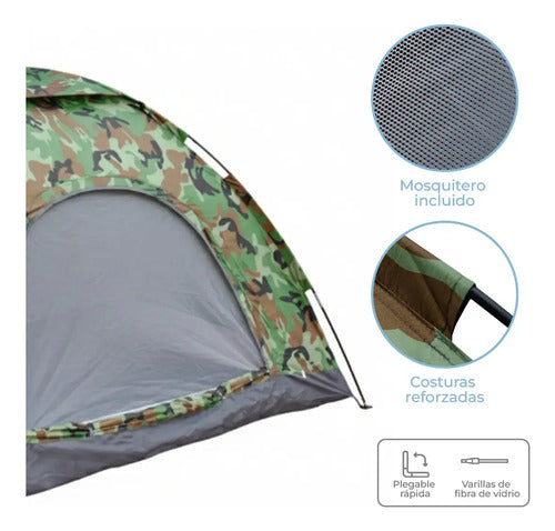 Carpa Dakota para 4 Personas Automática 200x200cm Verde Militar · 16854 · foto 04