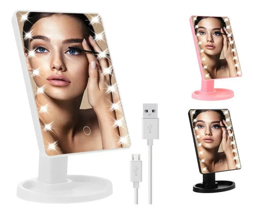 Espejo de Maquillaje con Luz LED Táctil 16 Luces Negro · 17331 · foto 02