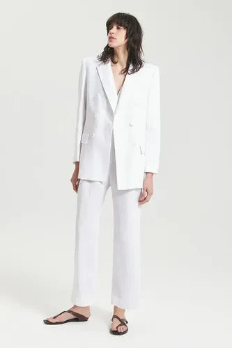 Saco Gladiolo Off White Mujer Maria Cher Lino Off White Lisa