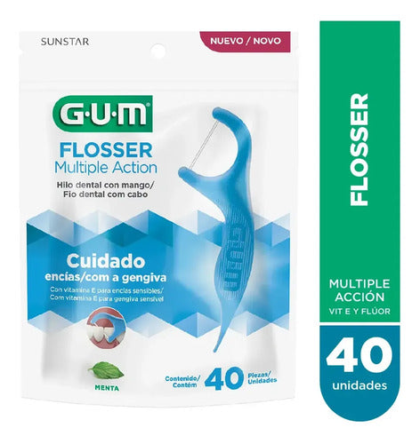 Hilo Dental GUM Flossers con Mango Menta y Vitamina E 40 Unidades · 7345 · foto 01