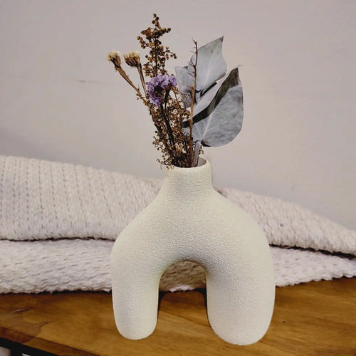 Florero Nórdico 3d Boho Crema 18x16 Cm 1u