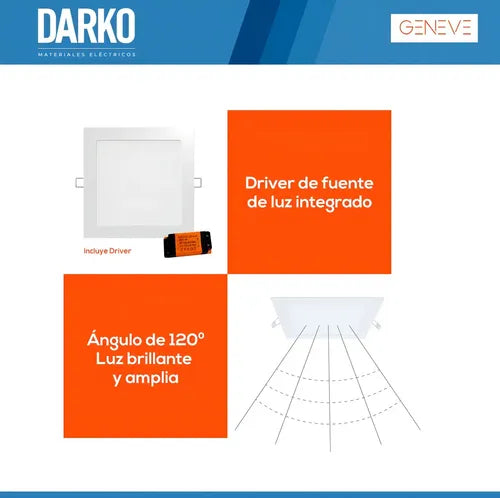 Plafon Panel Led 6w Embutir Cuadrado Empotrar Flex Estructura Blanco Cálido