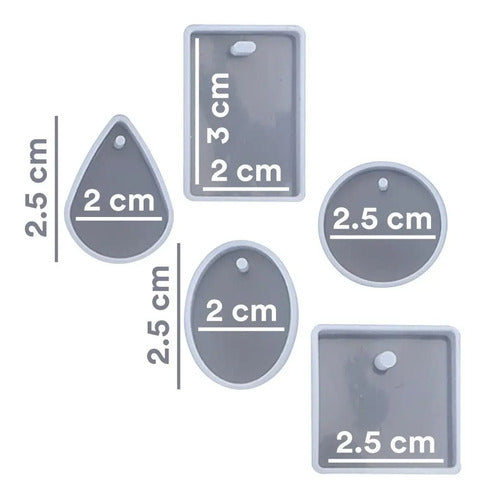 Molde Silicona X5 Unidades Formas Para Joyeria En Resina