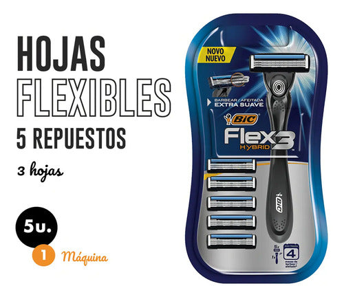 Máquina de Afeitar BIC Flex 3 Hybrid con 5 Repuestos · 17515 · foto 04