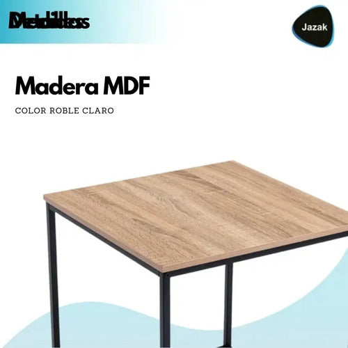 Juego Set X 3 Mesas Ratona Jazak / Nido / Optimiza Espacios / Auxiliar / Arrime / Muebles De Living / Diseño Industrial / Madera Mdf + Hierro / Moderno / Hogar Decoración Minimalista / Fácil De Armar