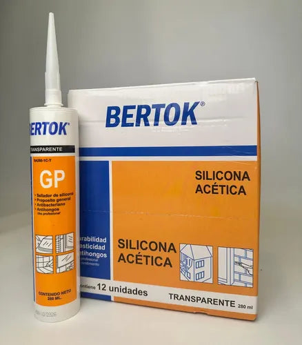 Silicona Acética Transparente Bertok 280 Ml X 24uds