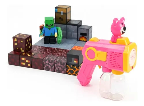 Bloques Magneticos Minecraft + Burbujero Pistola 48 Minecraf 48 Rosa