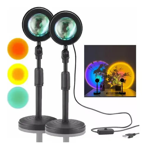 Set de 2 Lámparas Proyector Sunset USB con Control Remoto, 16 Colores · 15733 · foto 01