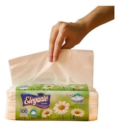 Pañuelos Triple Hoja Descartables Absorbentes Elegante X100u