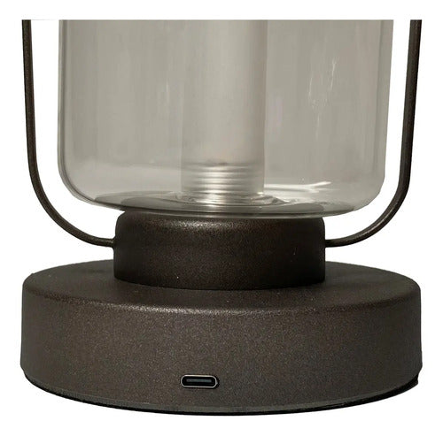 Lampara Candelabro Grafito Velador Mesa Luz Led Usb Gris