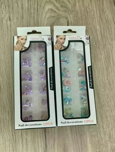 Caja Dijes Para Uñas Yannails Surtidos Pack 12 Unidades