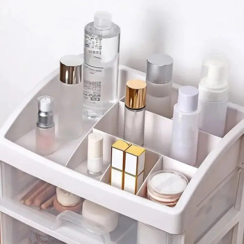 Organizador De Maquillaje Cosméticos Para Tocador 3 Cajones Blanco