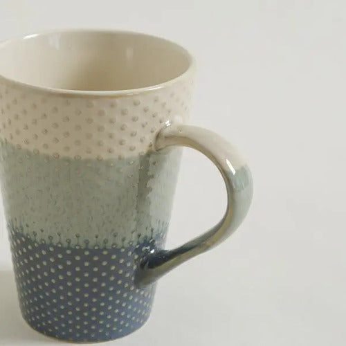 Jarro Mug Tramado Degradé Aquamarine 440ml Cerámica Color Beige