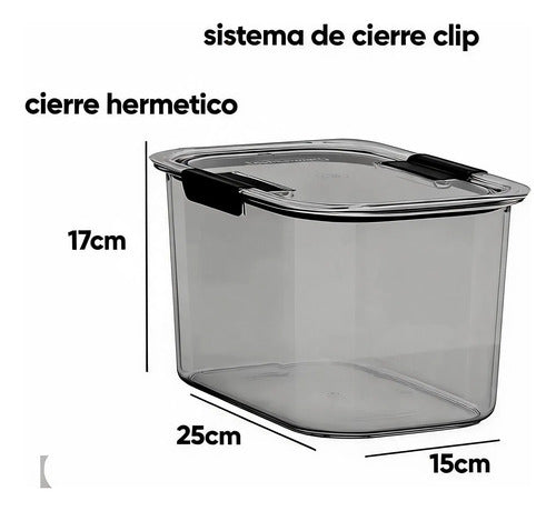 Contenedor Organizador Tapa Hermetica Acrilico Color Gris Gris