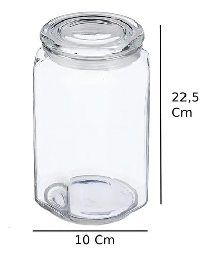 Frasco de Vidrio Hermético Hexagonal FR 1,4L Transparente · 15804 · foto 04