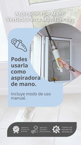 Aspiradora Vertical De Mano Ah400 2 En 1 Multifunción 1200 M