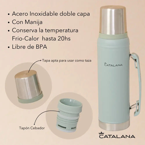 Kit Catalana Termo 1L con Mate Doble Acero Inoxidable 20 Horas Verde · 15992 · foto 06