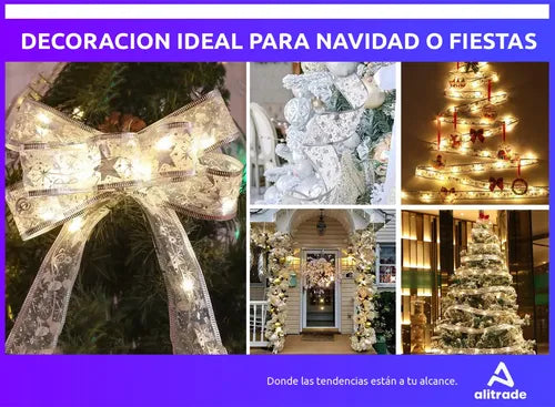 Cinta Luces Navideñas Led Decoración Arbol Navidad 5m Color Dorado Color De Las Luces Cálido Alitrade