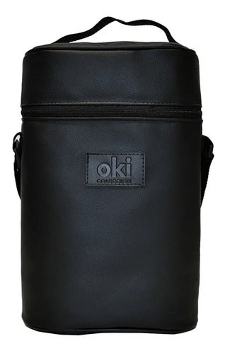 Bolso Matero Termico Equipo De Mate Liso Negro Ecocuero