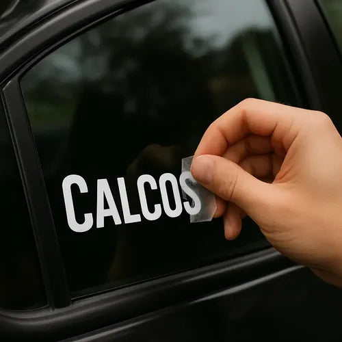 Calco Auto Al Piso Bajito Vinilo Ventana 15cm X 2 Uni Blanco