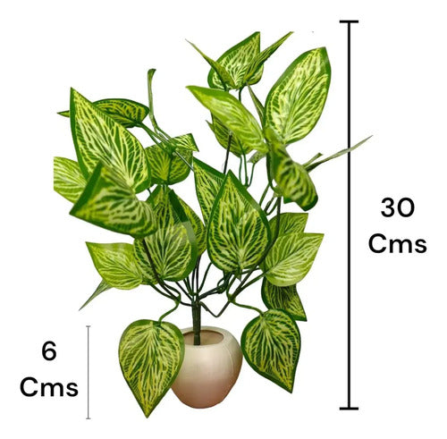 Planta Artificial De Escritorio 35 Cm Con Maceta + Piedras