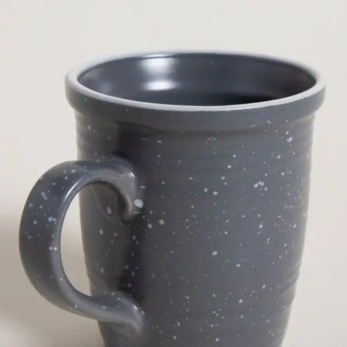 Taza Jarro Mug Ceramica Granito Gris Borde Blanco 530ml Gris