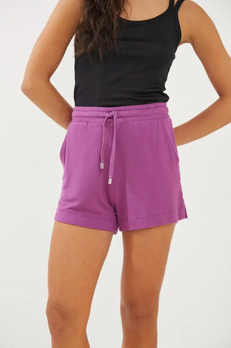 Short De Algodon Casual Modelo Rustico Rimmel Violeta M