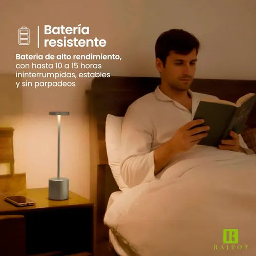 Lampara Velador Led Recargable Usb Tactil Mesa Estructura Plateado Pantalla · 18946 · foto 08