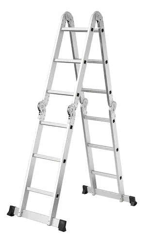 Escalera De Aluminio Articulada 12 Escalones Antideslizante Multiproposito Ajustable Portatil Calidad Durabilidad Resistente Todo Tipo De Trabajo Reforzada Firme Liviana Transportable Funcional