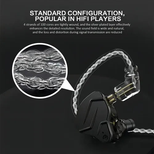 Auriculares Kz Gaming Zsn Pro X Sin Micrófono Color Negro 1 Par