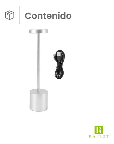 Lampara Velador Led Recargable Usb Tactil Mesa Estructura Plateado Pantalla · 18946 · foto 10