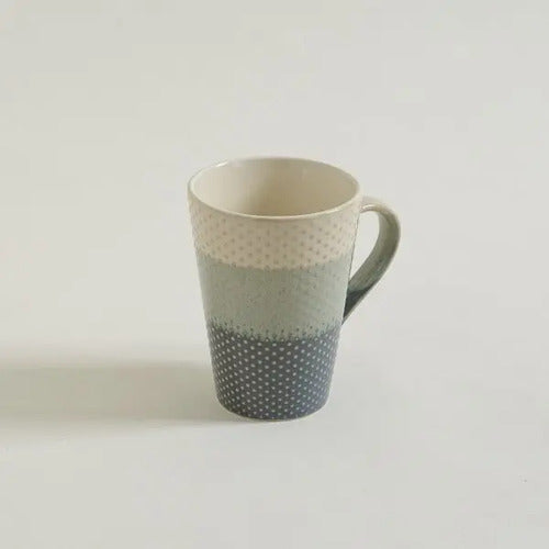 Jarro Mug Tramado Degradé Aquamarine 440ml Cerámica Color Beige