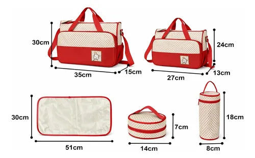 Set Mochila Maternal 5 en 1 con Organizador y Cambiador para Bebé Rojo · 18244 · foto 04