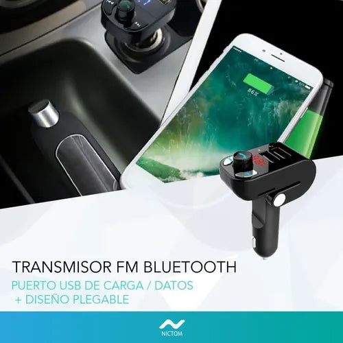 Transmisor Fm Nictom Bluetooth Negro