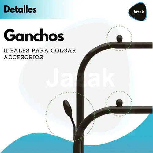 Perchero Hierro Jazak 2 Barras Acero Negro