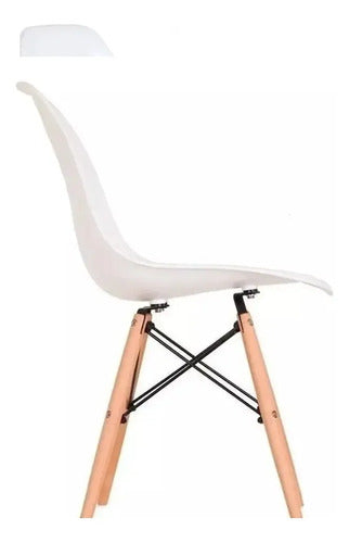 Set X 6 Silla Eames Comedor Diseño Moderno Madera Nordica Plástico Blanco