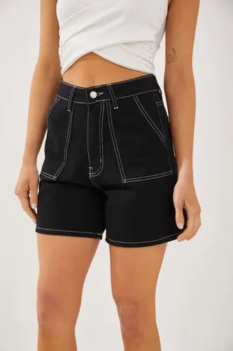Short De Jean Tiro Alto Gabardina Cargo Rimmel Negro Xs