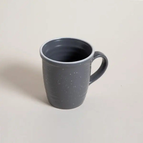 Taza Jarro Mug Ceramica Granito Gris Borde Blanco 530ml Gris